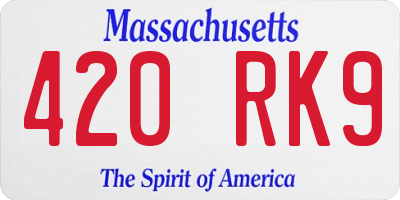 MA license plate 420RK9