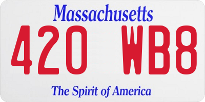 MA license plate 420WB8