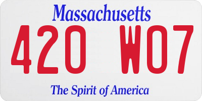 MA license plate 420WO7