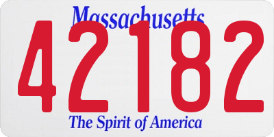 MA license plate 42182