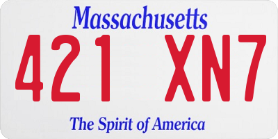 MA license plate 421XN7