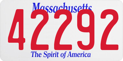 MA license plate 42292