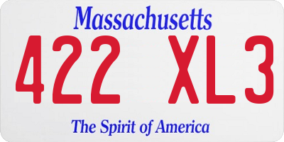 MA license plate 422XL3