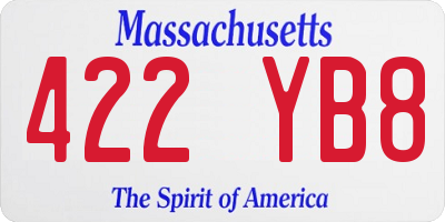 MA license plate 422YB8
