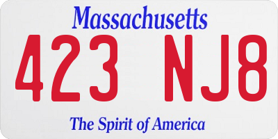 MA license plate 423NJ8