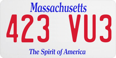 MA license plate 423VU3