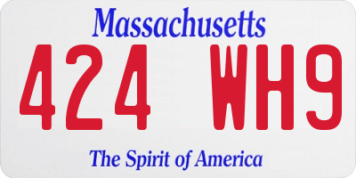 MA license plate 424WH9