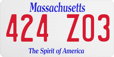 MA license plate 424ZO3