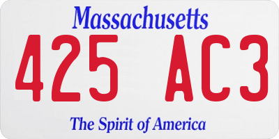 MA license plate 425AC3