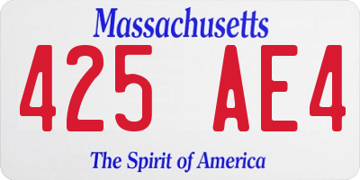 MA license plate 425AE4