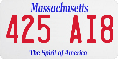 MA license plate 425AI8