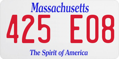 MA license plate 425EO8
