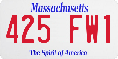MA license plate 425FW1