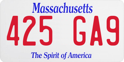 MA license plate 425GA9