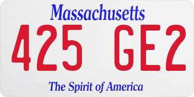 MA license plate 425GE2