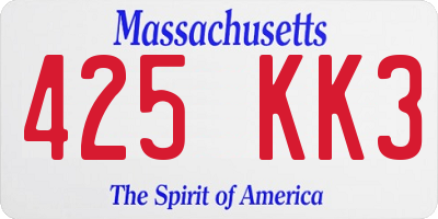 MA license plate 425KK3