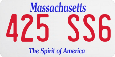 MA license plate 425SS6