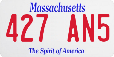 MA license plate 427AN5