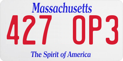 MA license plate 427OP3