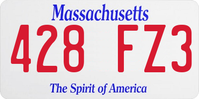 MA license plate 428FZ3