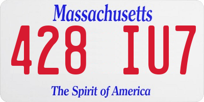 MA license plate 428IU7