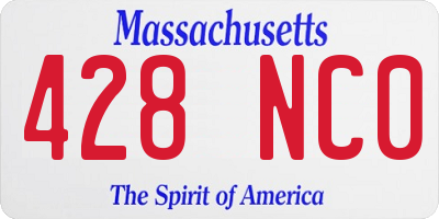 MA license plate 428NC0