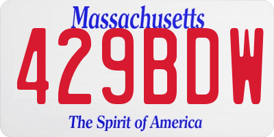 MA license plate 429BDW