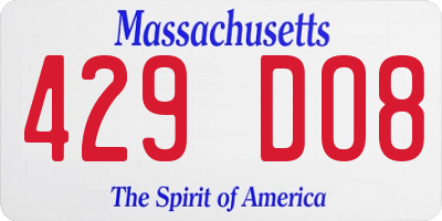 MA license plate 429DO8