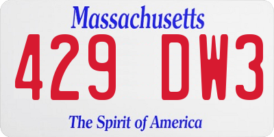 MA license plate 429DW3