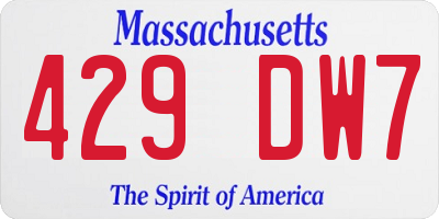 MA license plate 429DW7