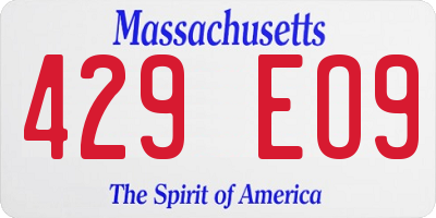 MA license plate 429EO9