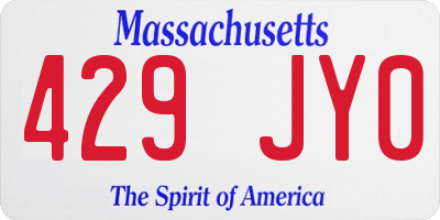 MA license plate 429JY0