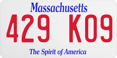 MA license plate 429KO9