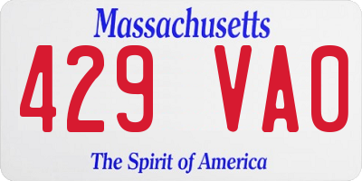 MA license plate 429VA0