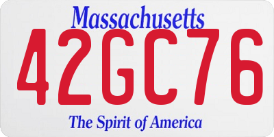 MA license plate 42GC76