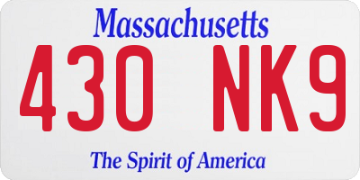 MA license plate 430NK9