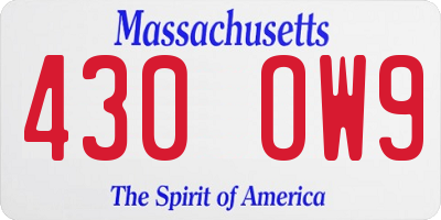 MA license plate 430OW9