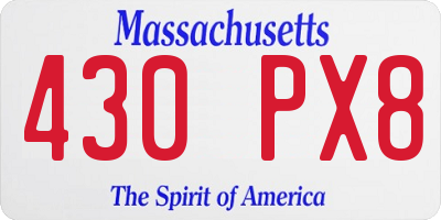 MA license plate 430PX8