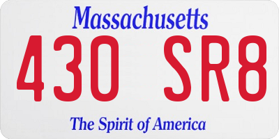 MA license plate 430SR8