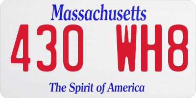 MA license plate 430WH8