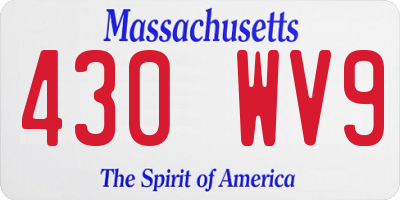 MA license plate 430WV9