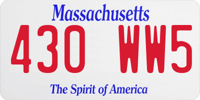 MA license plate 430WW5