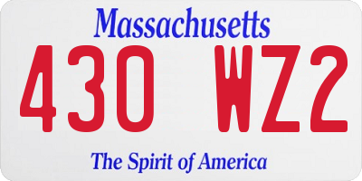 MA license plate 430WZ2