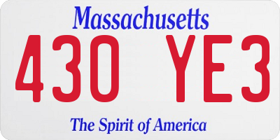 MA license plate 430YE3
