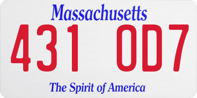 MA license plate 431OD7