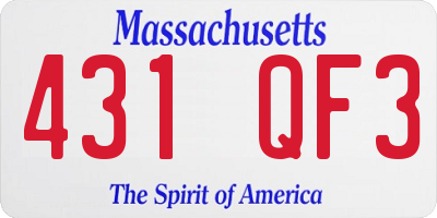 MA license plate 431QF3
