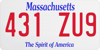 MA license plate 431ZU9