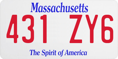 MA license plate 431ZY6