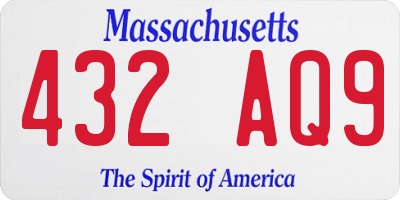 MA license plate 432AQ9