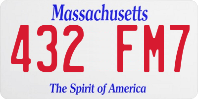 MA license plate 432FM7